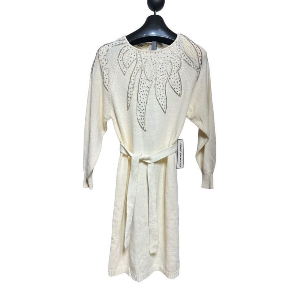 John Richard NWT Vintage Belted Sweater Dress Embellished with Sequin Size Large